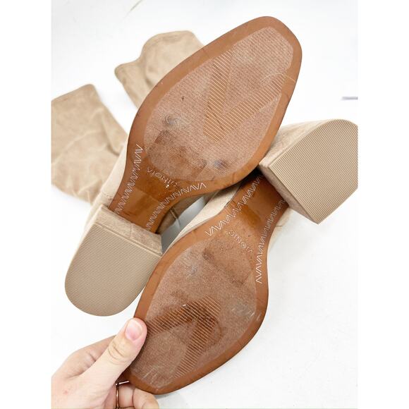 Vionic Inessa Wheat Tan Faux Suede Knee High Block Heel Boots Size 7.5 - Picture 3 of 4